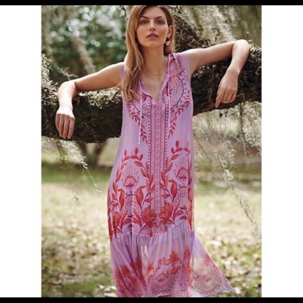 NWOT Anthro Floreat Wisteria 100% silk dress